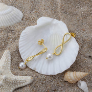Exquisite Pearl & Abalone Shell 14K Gold Plated Earrings