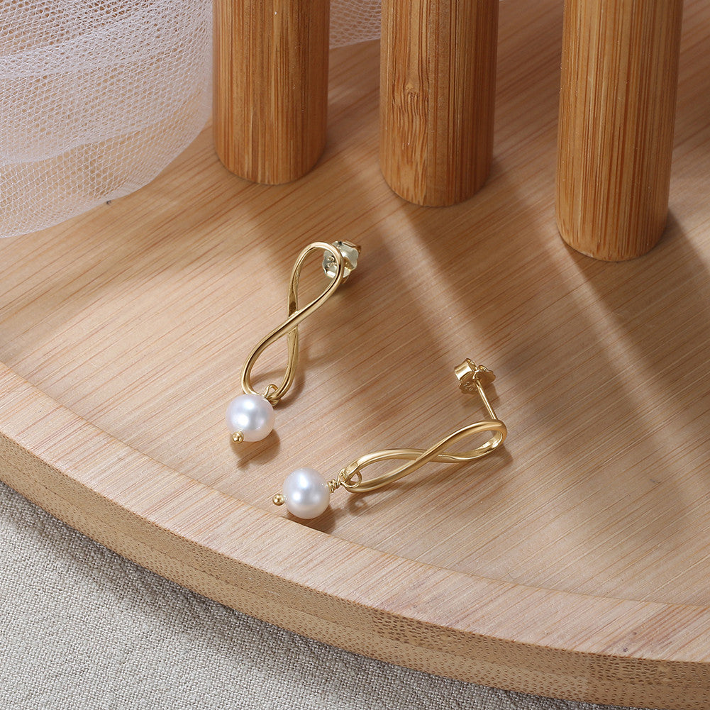Exquisite Pearl & Abalone Shell 14K Gold Plated Earrings