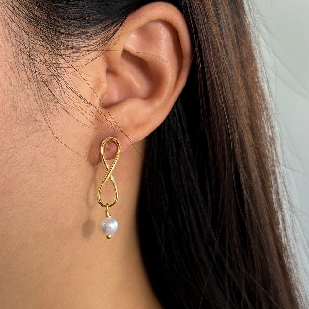 Exquisite Pearl & Abalone Shell 14K Gold Plated Earrings