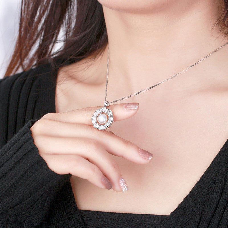 Elegant Rhodium Plated 925 Sterling Silver Freshwater Pearl Pendant