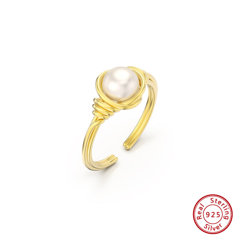 Elegant 925 Sterling Silver Gold Plated Adjustable Ring