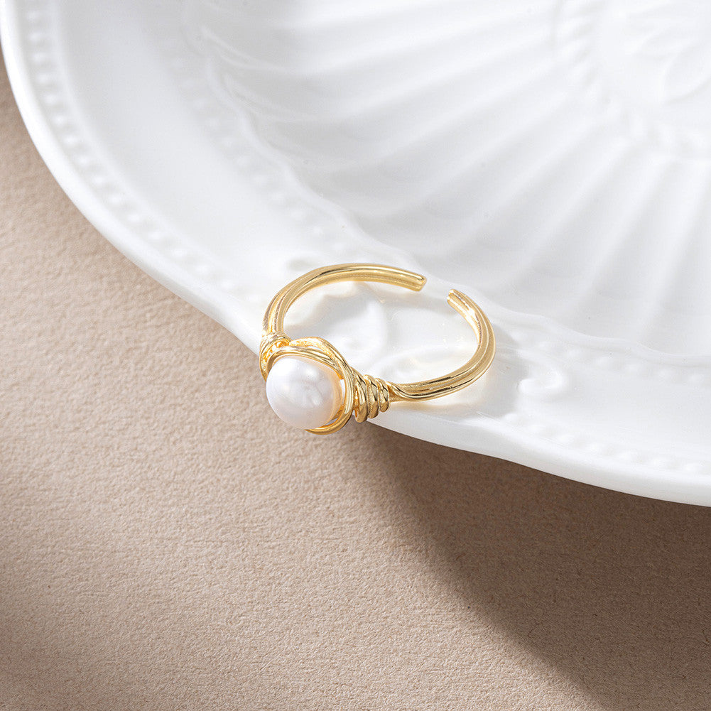Elegant 925 Sterling Silver Gold Plated Adjustable Ring