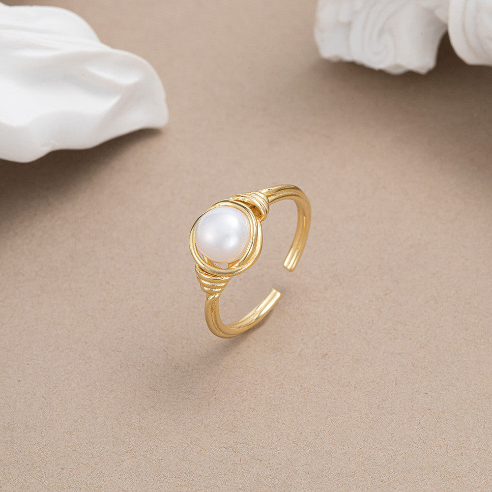 Elegant 925 Sterling Silver Gold Plated Adjustable Ring