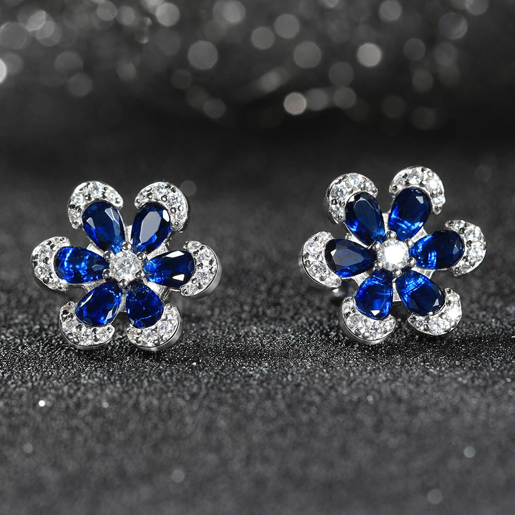 Elegant Blue 925 Sterling Silver Earrings