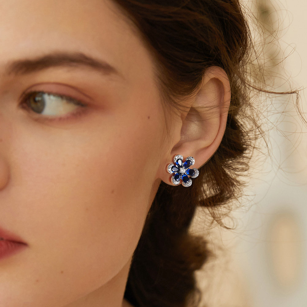 Elegant Blue 925 Sterling Silver Earrings