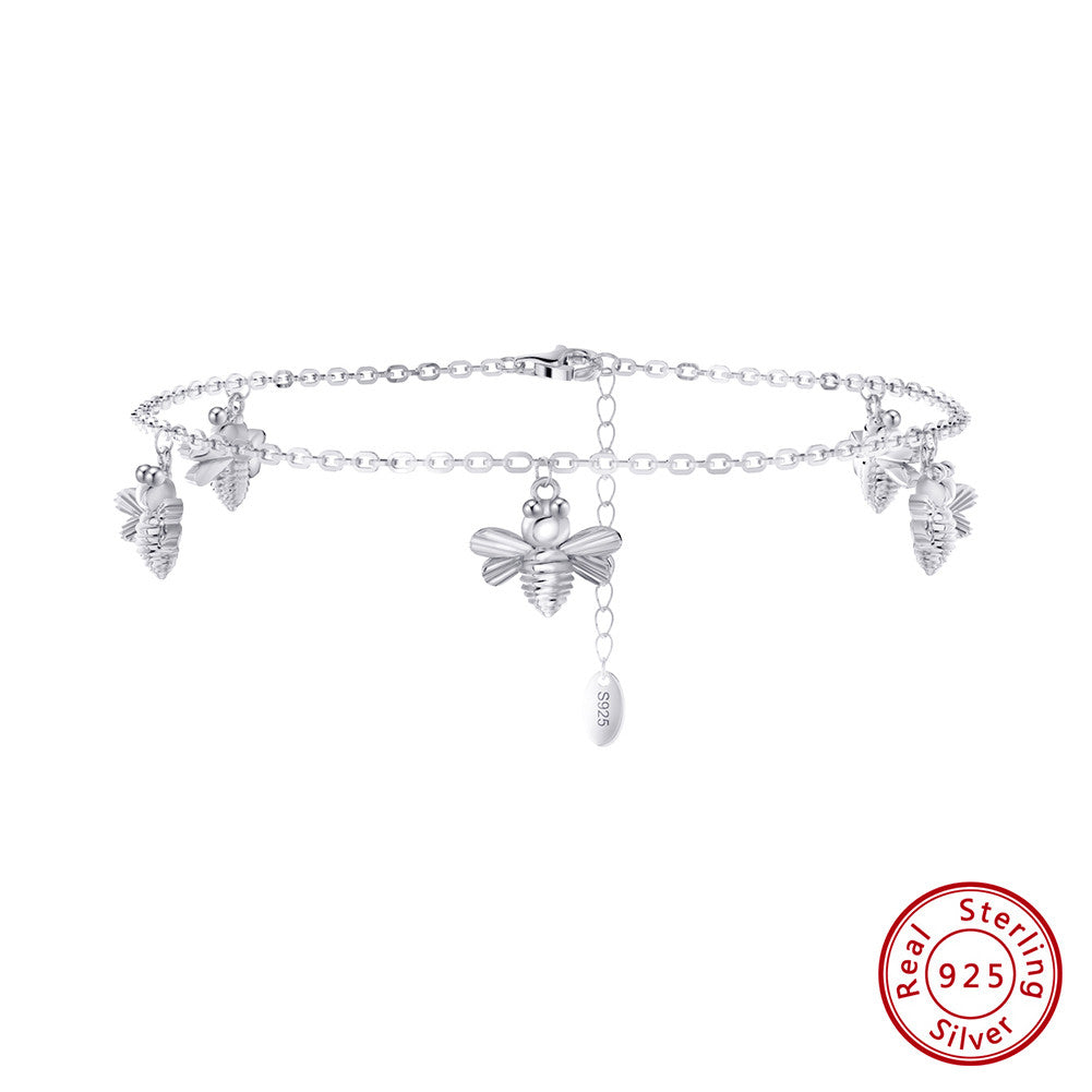 Classic Rhodium-Plated 925 Sterling Silver Anklet