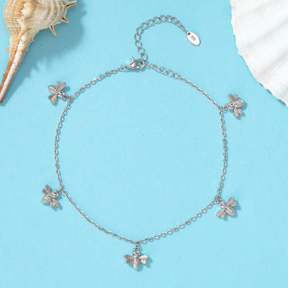 Classic Rhodium-Plated 925 Sterling Silver Anklet