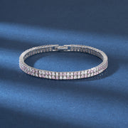Round-Cut Pink & White CZ 925 Silver Tennis Bracelet