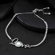 Charming 925 Sterling Silver Genuine Shell Love Bracelet