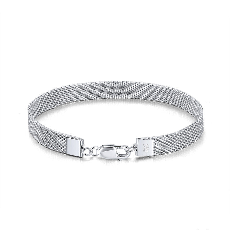 Classic 925 Sterling Silver Mesh Link Bracelet