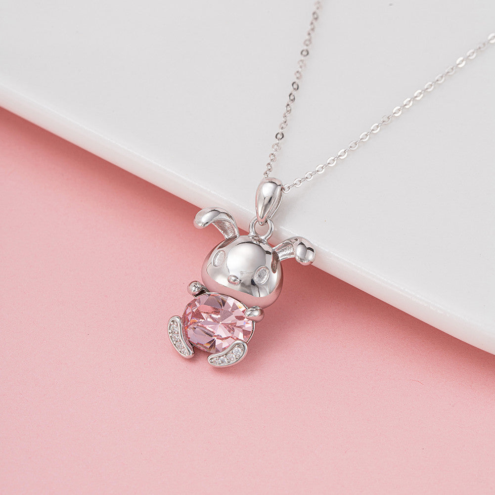 Elegant Pink Gem 925 Sterling Silver Chain