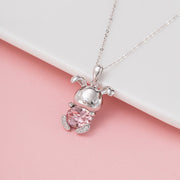 Elegant Pink Gem 925 Sterling Silver Chain