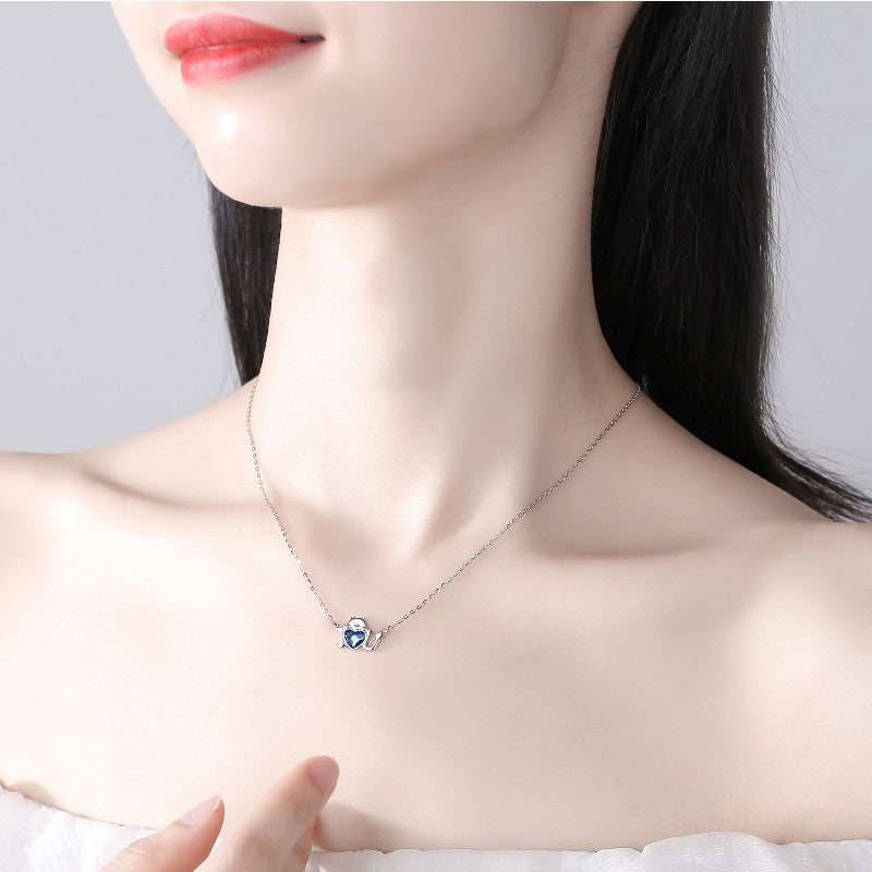 Blue Swarovski 925 Sterling Silver Chain