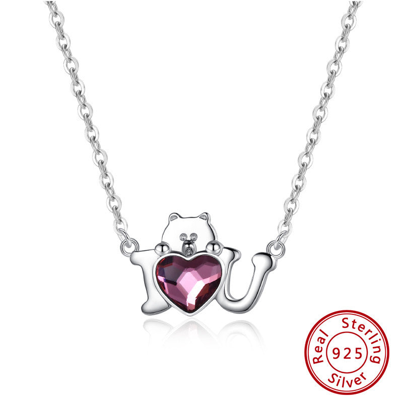 Pink Swarovski 925 Sterling Silver Chain