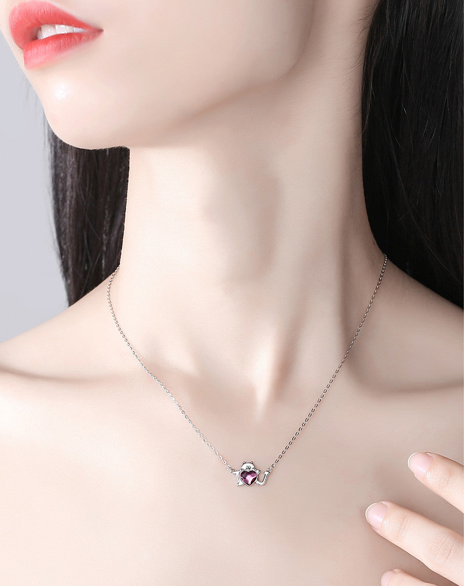 Pink Swarovski 925 Sterling Silver Chain