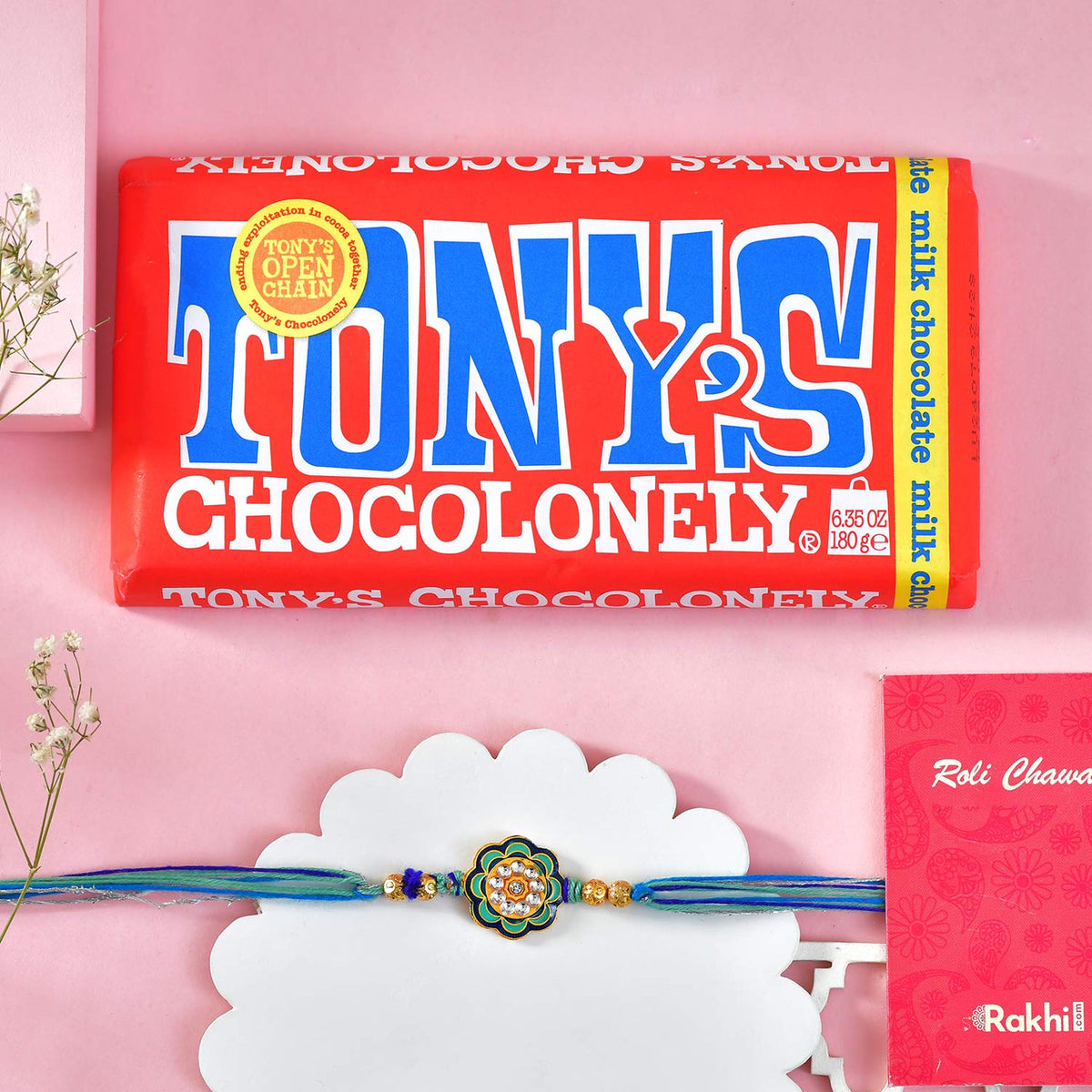 Elegant Rakhi With Tonny's Chocolonely Chocolate