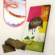 Five Rudraksha Rakhi With Dubai Chocolate