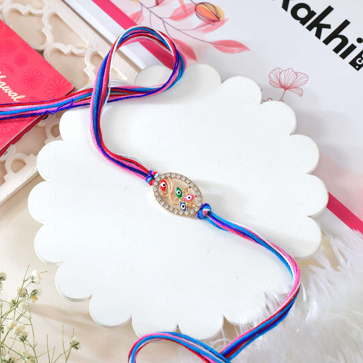 Single Rakhi With 5 Pcs Ferrero Rocher