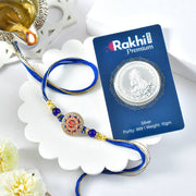 Om Divine Blessings Rakhi With Bal Krishna Silver Coin