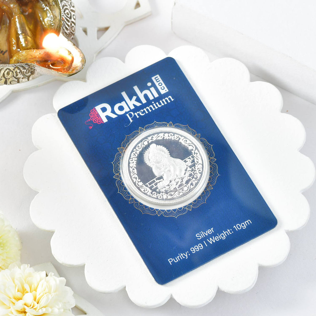 Om Divine Blessings Rakhi With Bal Krishna Silver Coin
