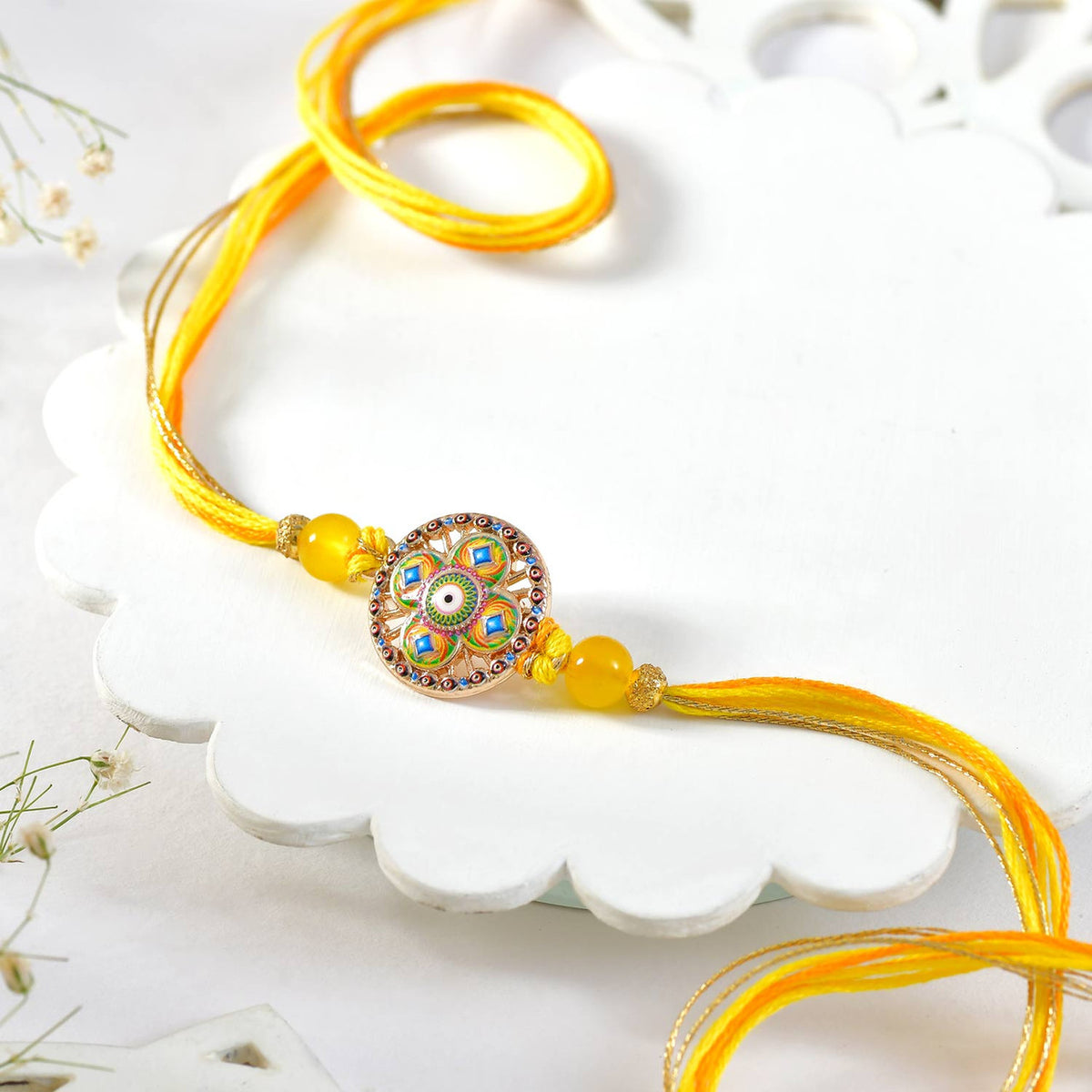 Royal Mandala Rakhi With Chocolate & Cashew Nuts