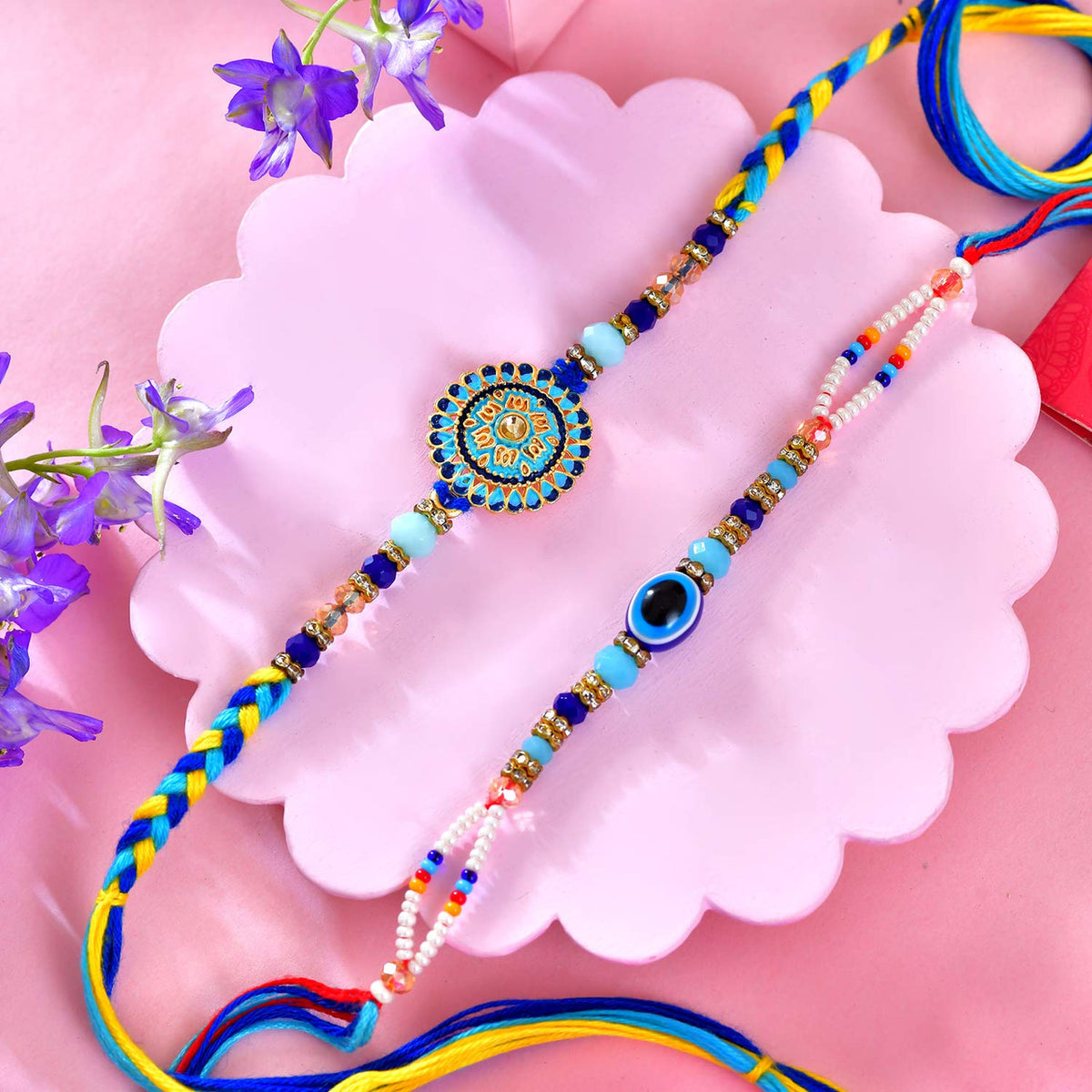 Two Elegant Rakhi With Lindt Lindor & Cashew