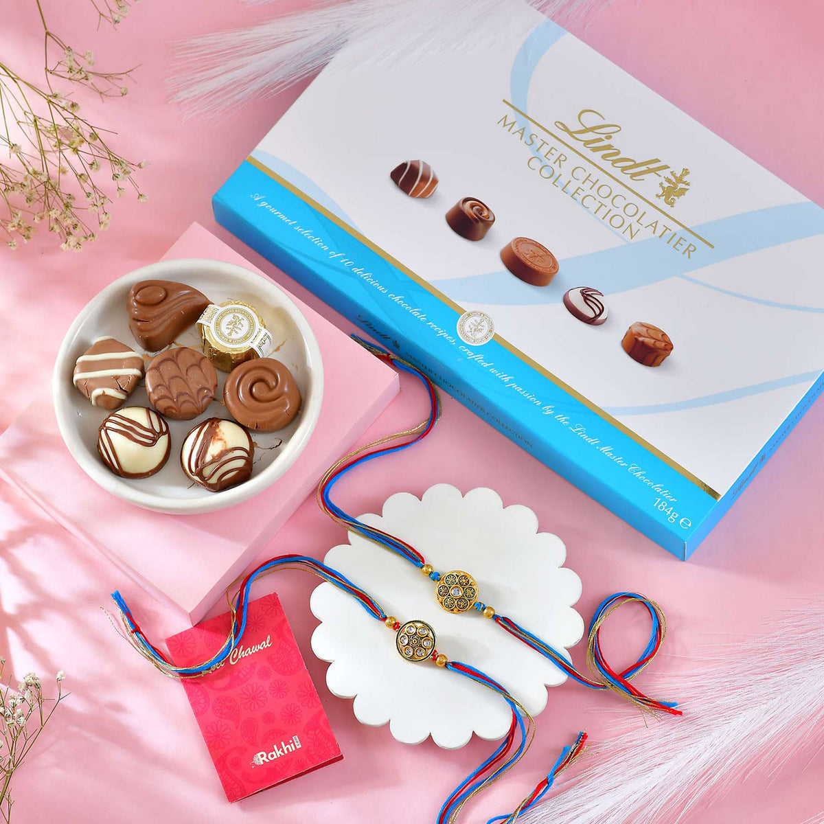 Set of 2 Bhai Rakhi with Lindt Master Chocolatier Collection