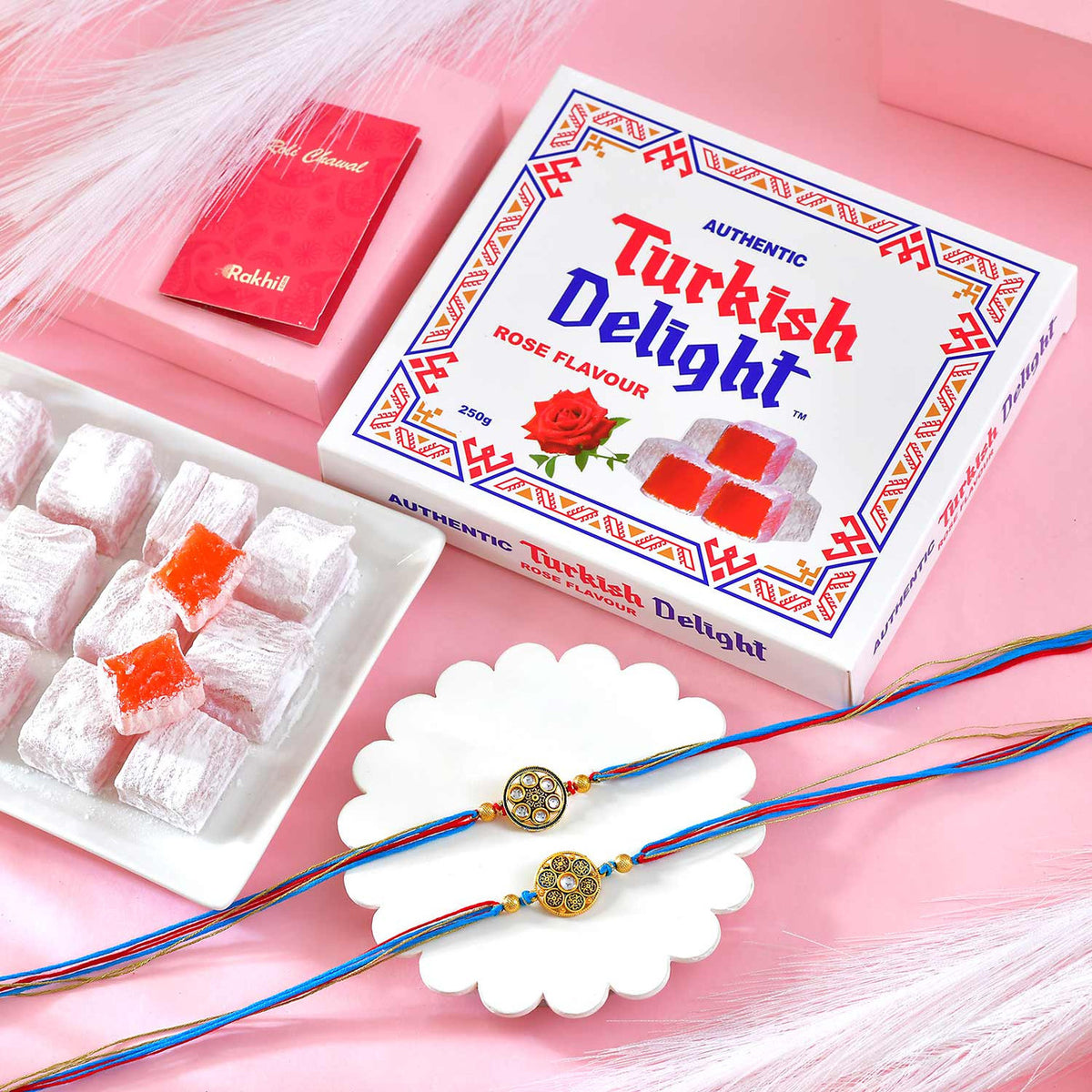 Set of 2 Rakhi with Turkish Delight Rose Flavour