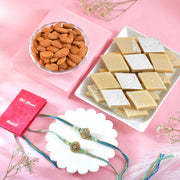 Set of 2 Rakhi With Kaju Katli & Almond