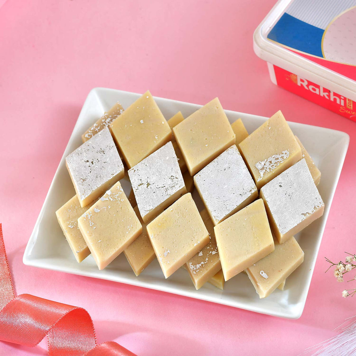 Set of 2 Rakhi With Kaju Katli & Almond