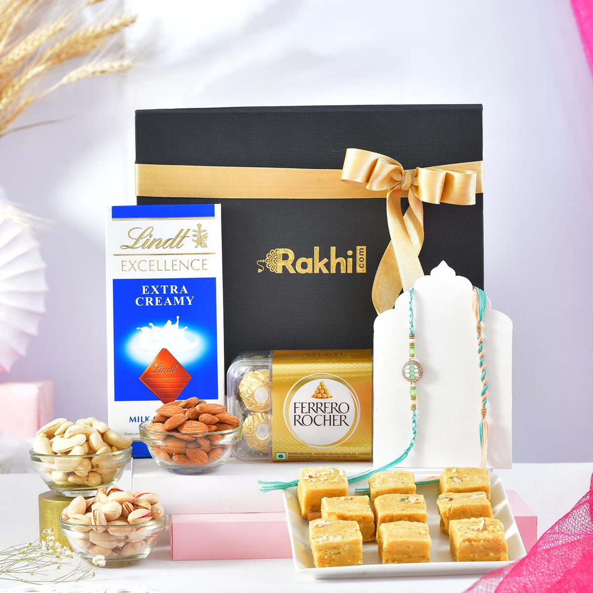 Designer Rakhi Set with Gourmet Hamper