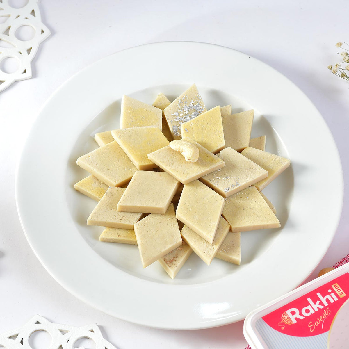 Designer Rakhi Set with Kaju Katli Sweet