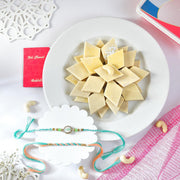 Designer Rakhi Set with Kaju Katli Sweet