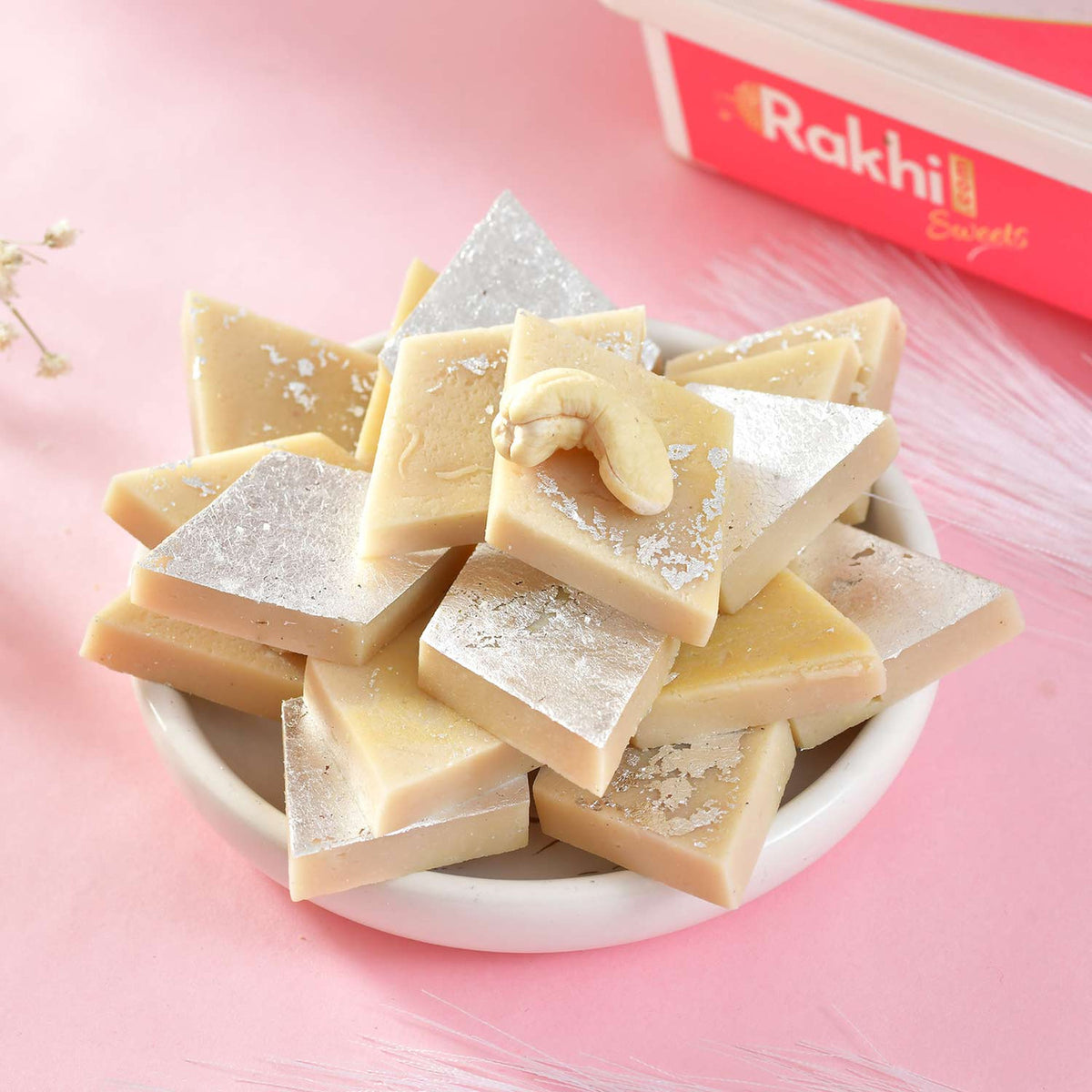 Rajasthani Style Peacock Rakhi With Kaju Katli
