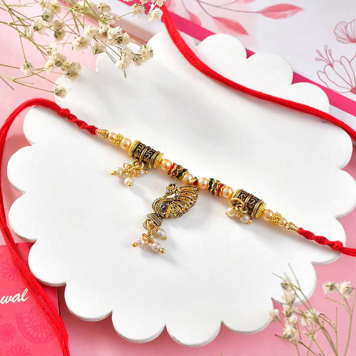 Rajasthani Style Peacock Rakhi Set