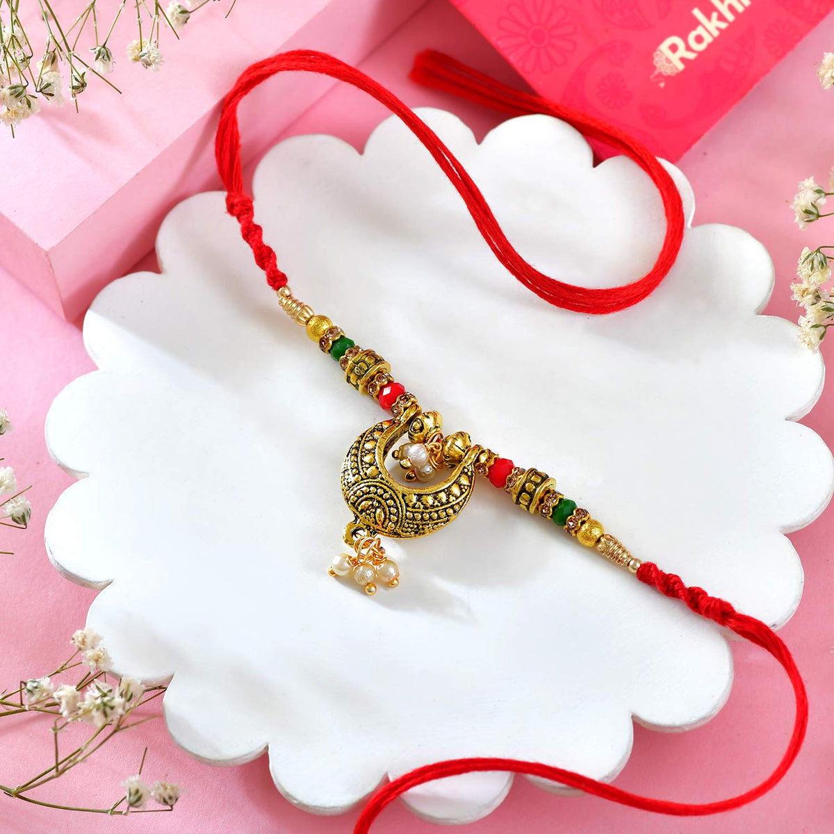 Rudraksha Rakhi With Bhabhi Rakhi