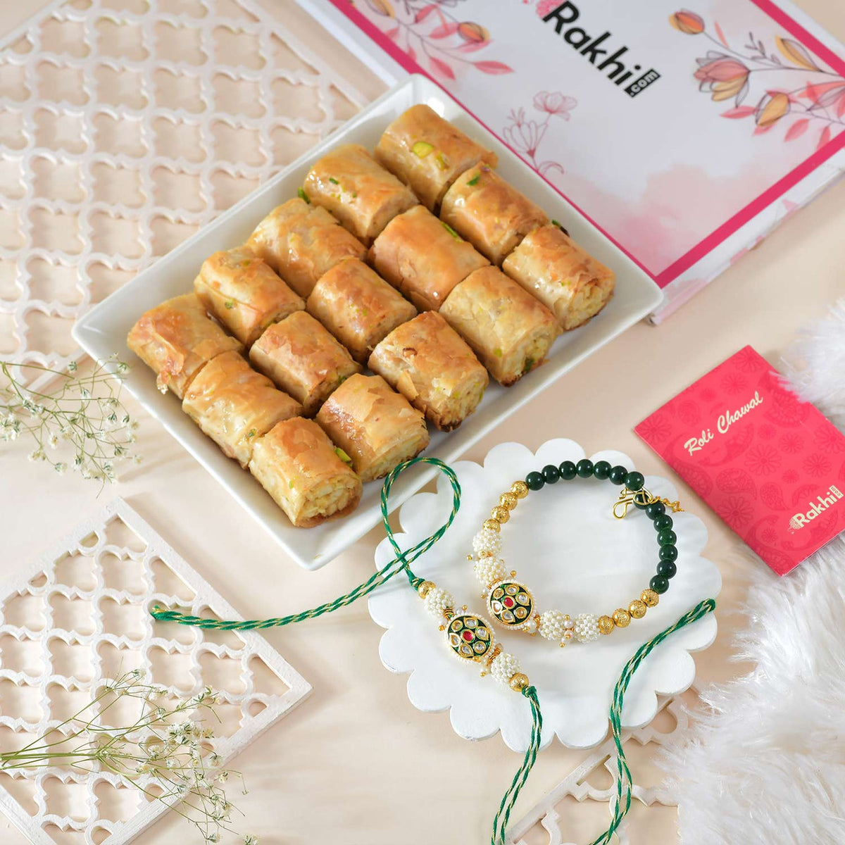 Bhaiya Bhabhi Rakhi With Baklava Sweet