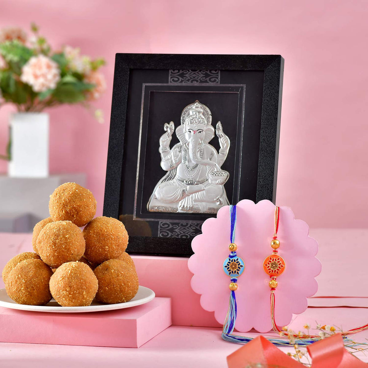 Rakhi Set with with Divine Blessings and Sweet Delights