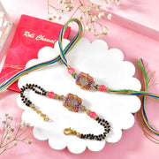 Elegant Bhaiya Bhabhi Rakhi Set with Multicolor Thread