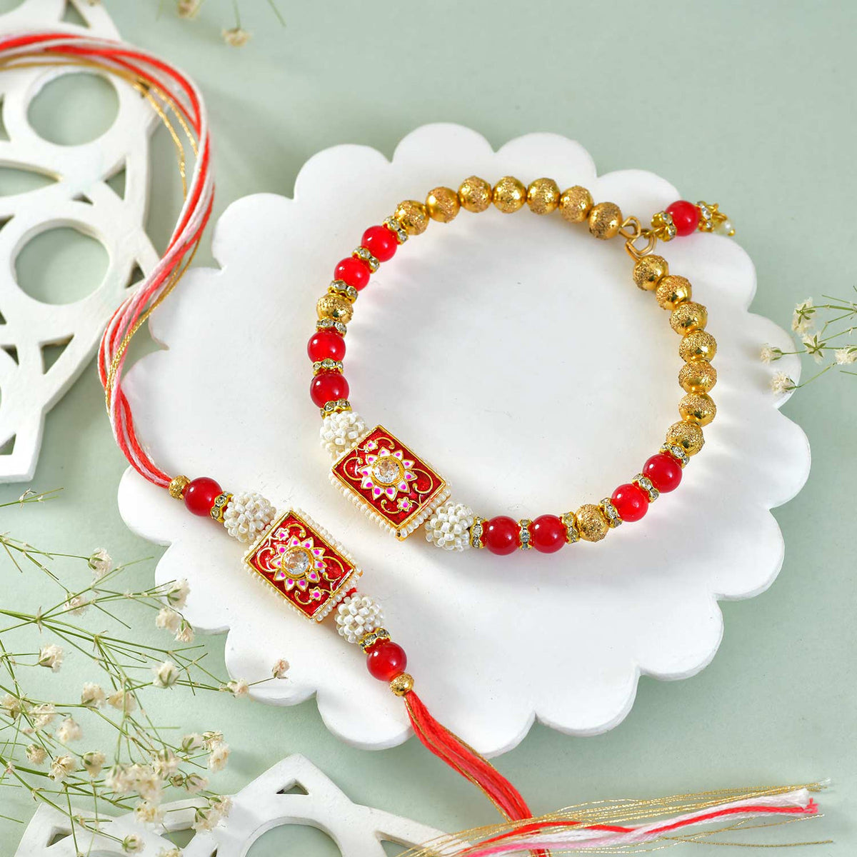 Festive Rakhi Gift Hamper with Gourmet Hamper & Candle