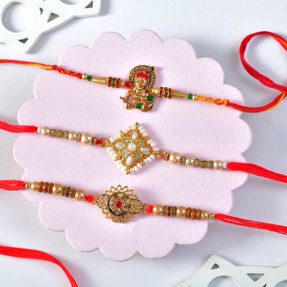 Set of Three Elegant Rakhi Bracelets