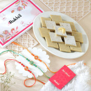 Set of 3 Floral Shape Rakhi With Kaju Katli