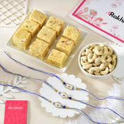 3 Evil Eye Rakhi With Soan Papdi & Cashew Nut