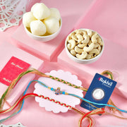 Raksha Bandhan Gift Hamper with Sweets, Dry Fruits & Silver Coin