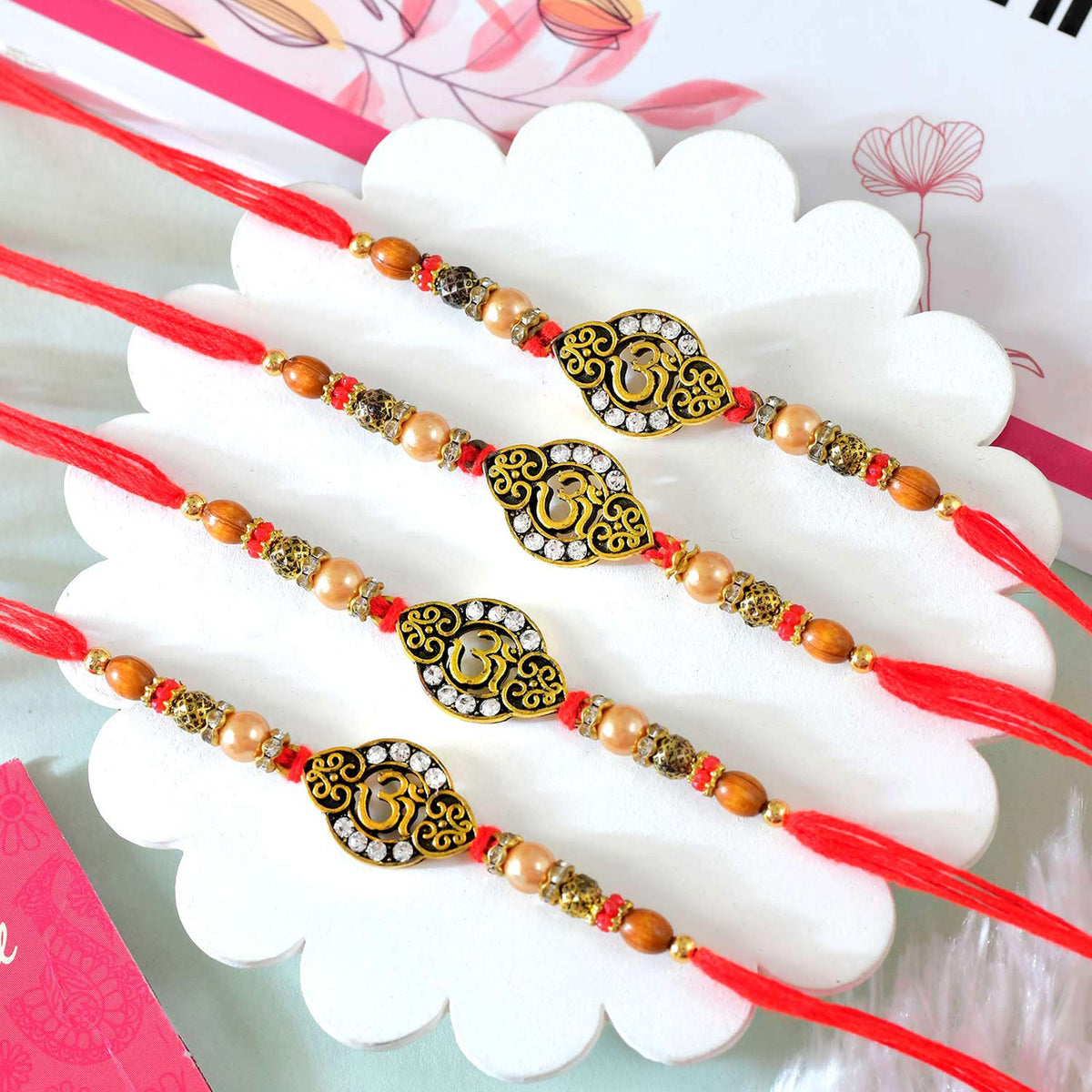 Set of 4 Om Rakhis With Dryfruits