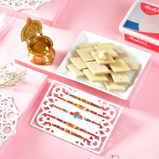 Traditional Bhai Rakhi Sets with Diya & kaju katli