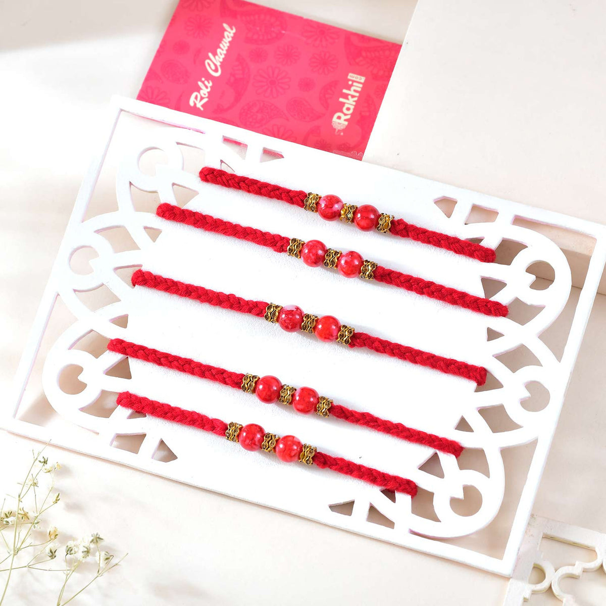 Set of 5 Rakhi With Gulab Jamun