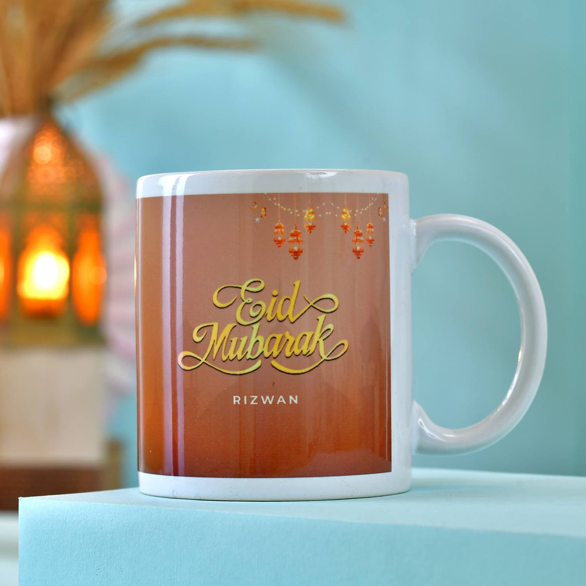 Personalized Eid Mubarak Cushion & Mug Gift Set