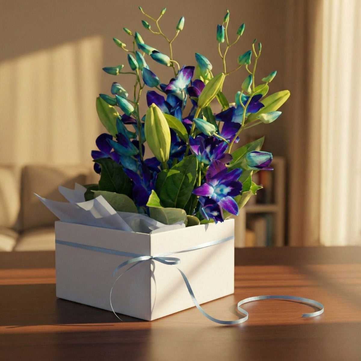 Blue Orchid & Lily Elegance Bouquet