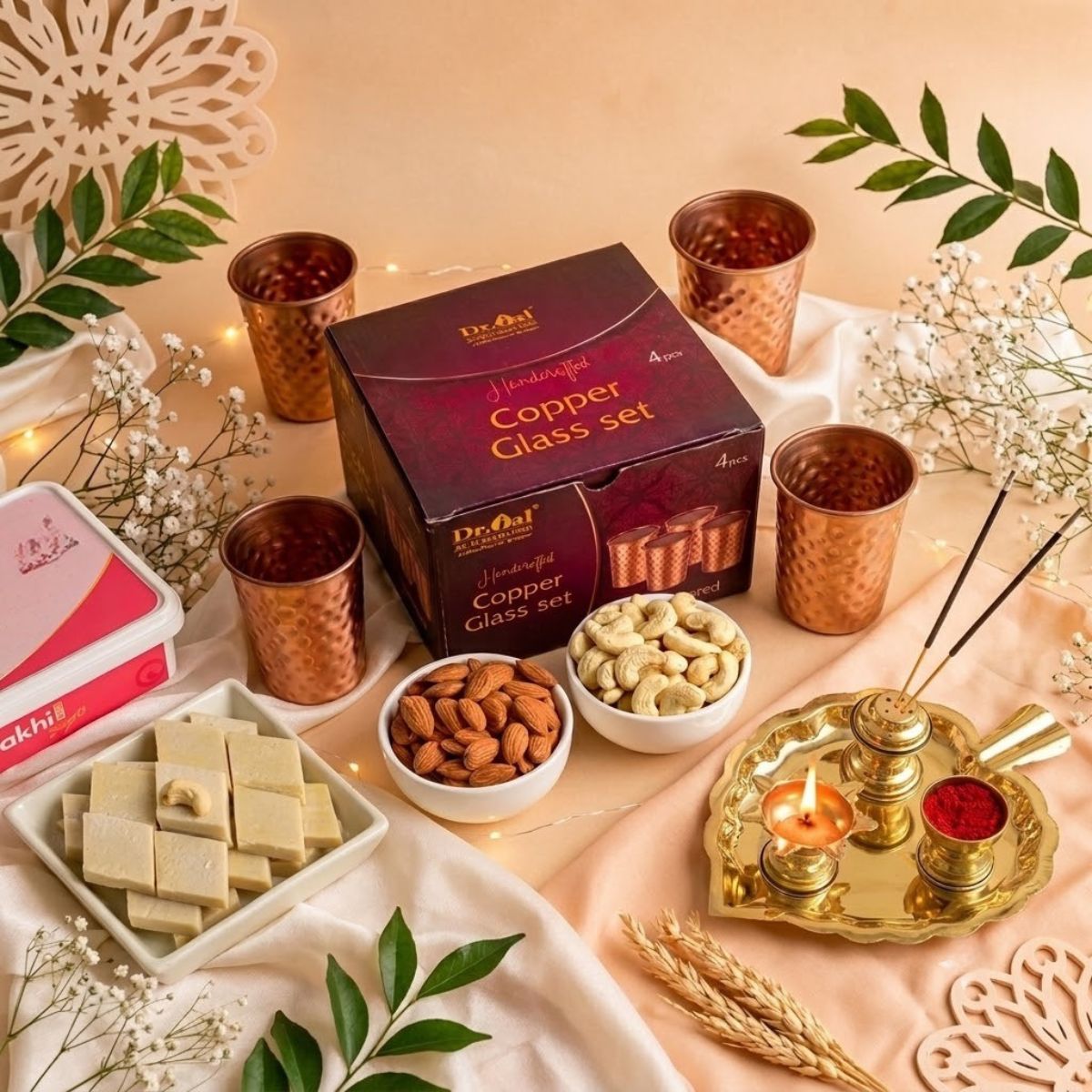 Paan Shape Pooja Thali with Dry Fruits & Sweets